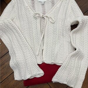 Pink Rose Cream Knit Cardigan